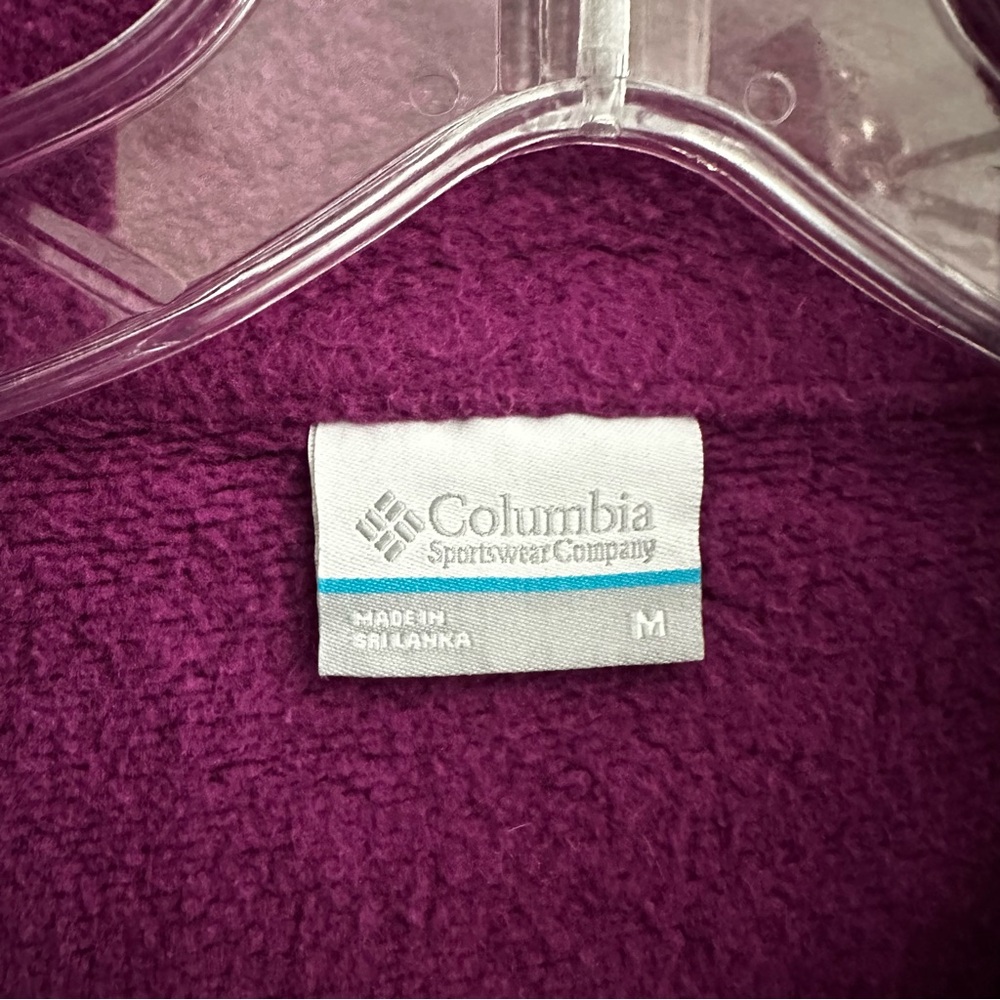 Columbia Fleece Pullover Women’s M Purple Quarter Button Sweatshirt Cozy Pocket - Picture 4 of 9